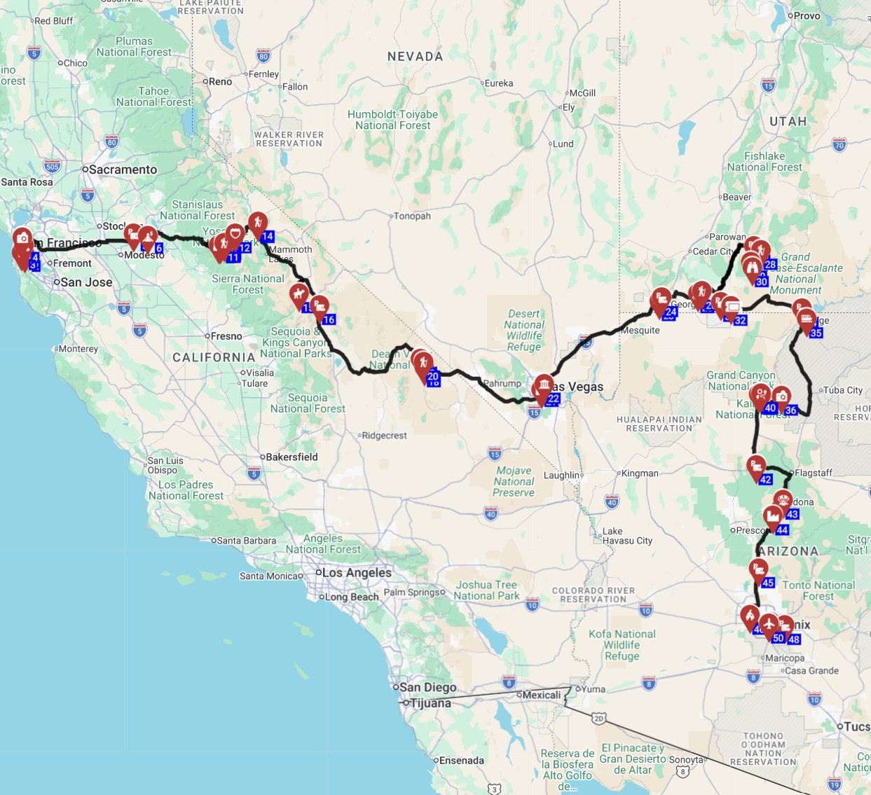 san francisco to phoenix rent and plan your rv route usa